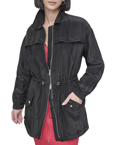 Dkny Textured Anorak Jacket In Black