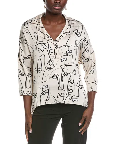 Joseph Ribkoff Abstract High-low Blouse In White