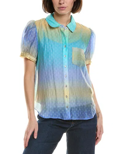 Nicole Miller Printed Top In Blue