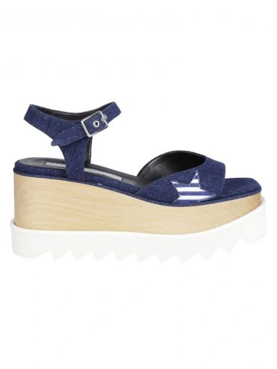 Shop Stella Mccartney Elyse Wedge Sandals In Navy/blue White