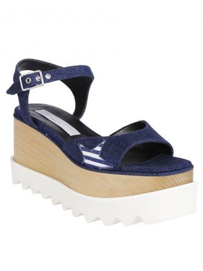Shop Stella Mccartney Elyse Wedge Sandals In Navy/blue White