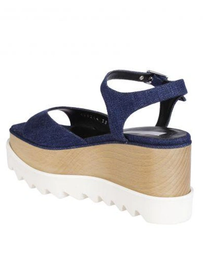 Shop Stella Mccartney Elyse Wedge Sandals In Navy/blue White