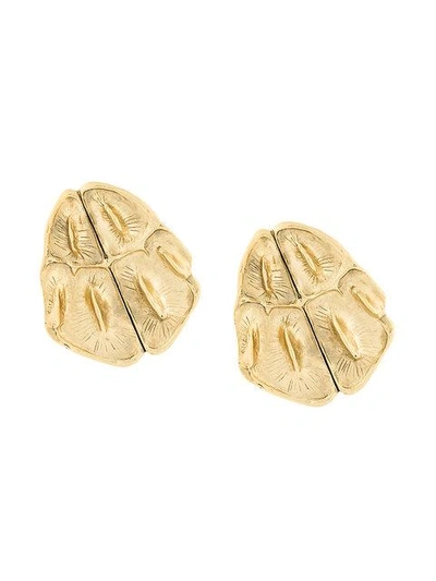 Shop Saint Laurent Opyum Crocodile Earrings - Metallic