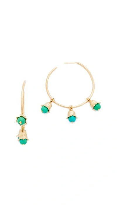 Shop Aurelie Bidermann Lily Of The Valley Hoop Earrings In Turquoise