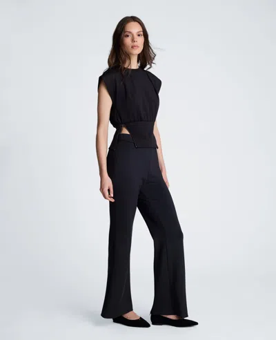 Kenneth Cole High Rise Pull On Flare Zip Back Pant In Multi
