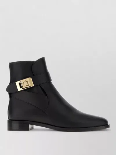Ferragamo Zanira Leather Ankle Boots In Black