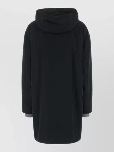 Miu Miu Single-breasted Hooded Parka Coat In Black