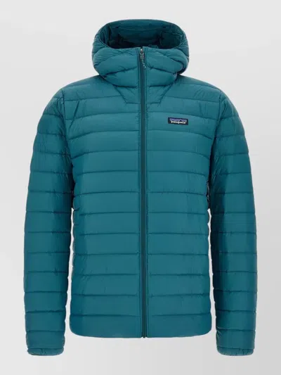 Patagonia Down Sweater Hoodie With 800-fill Goose Down And Adjustable Hood In Blue