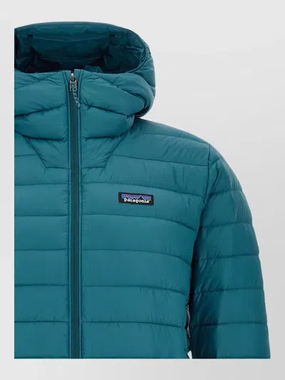 Patagonia Down Sweater Hoodie With 800-fill Goose Down And Adjustable Hood In Blue