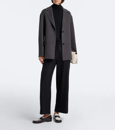 S Max Mara Drawstring Wool-flannel Trousers In Black