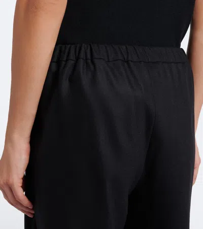 S Max Mara Drawstring Wool-flannel Trousers In Black