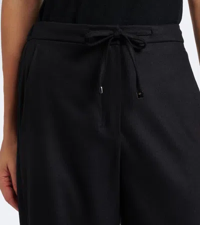 S Max Mara Drawstring Wool-flannel Trousers In Black