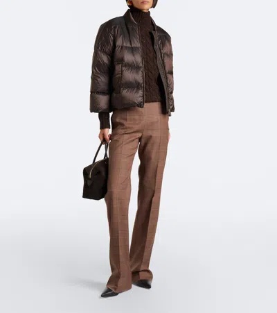 Max Mara Quilted Puffer Jacket In Brown