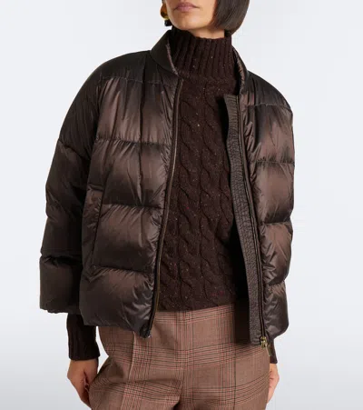 Max Mara Quilted Puffer Jacket In Brown