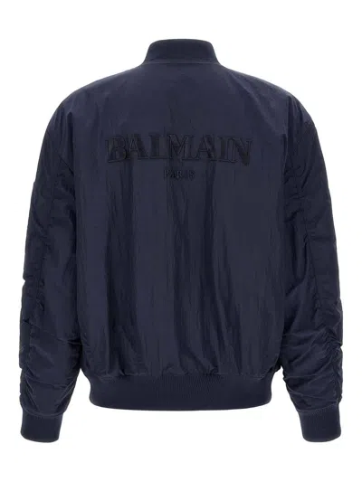Balmain Bomberjacke Mit Logostickerei In Blue