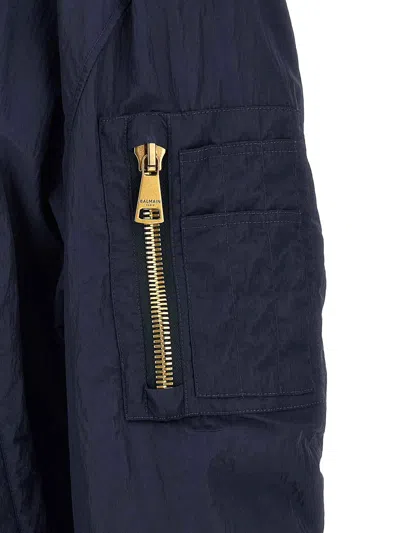 Balmain Bomberjacke Mit Logostickerei In Blue