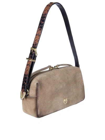 Pinko Mini Suede Triptych Top Case In Brown