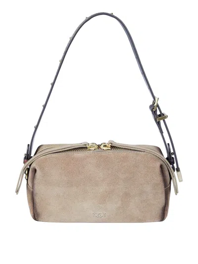 Pinko Mini Suede Triptych Top Case In Brown
