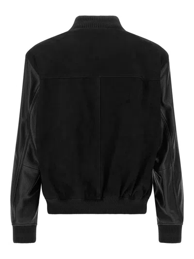 Hugo Boss Textured Microfiber Bomber Jacket In Black