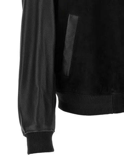 Hugo Boss Textured Microfiber Bomber Jacket In Black
