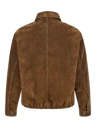 Giorgio Brato Suede Jacket Buttoned Cuffs Elasticated Hem Collar In Brown