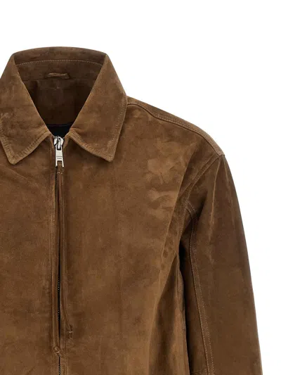Giorgio Brato Suede Jacket Buttoned Cuffs Elasticated Hem Collar In Brown