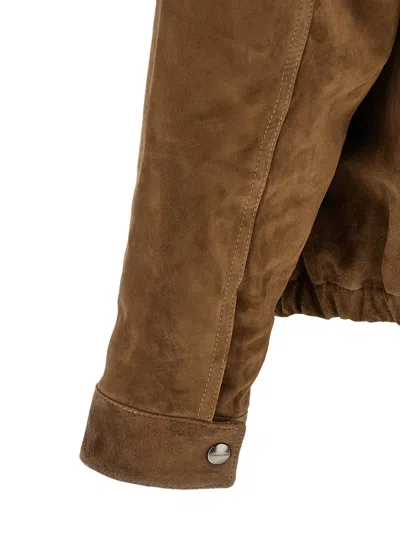 Giorgio Brato Suede Jacket Buttoned Cuffs Elasticated Hem Collar In Brown