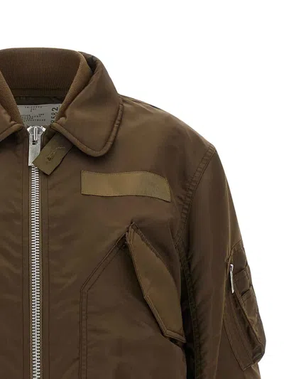 Sacai Double Layer Blouson In Brown