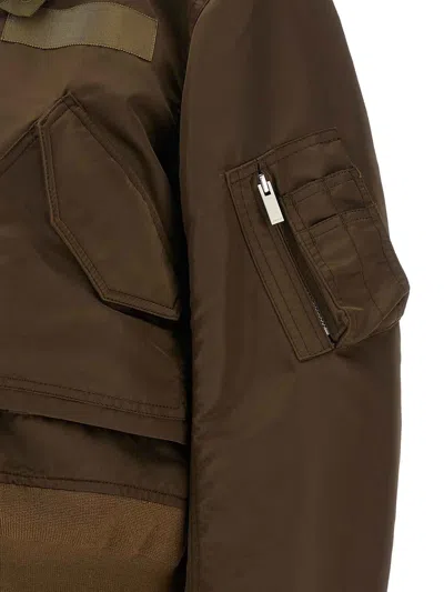Sacai Double Layer Blouson In Brown