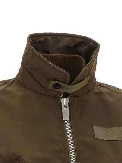 Sacai Double Layer Blouson In Brown