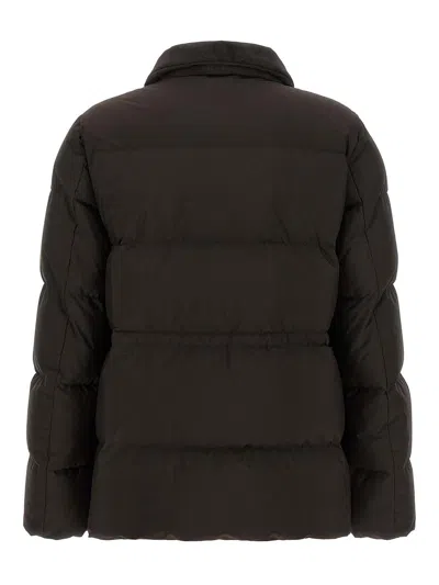 Kiton Down Jacket Long Sleeves Drawstring Collar Pocket In Brown
