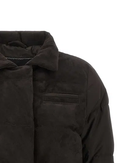 Kiton Down Jacket Long Sleeves Drawstring Collar Pocket In Brown