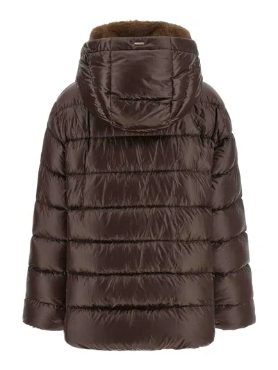 Herno Fusciacca Hooded Mid Length Down Jacket In Brown