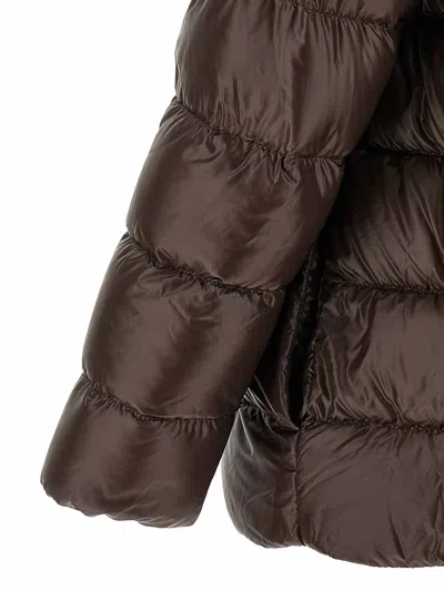 Herno Fusciacca Hooded Mid Length Down Jacket In Brown