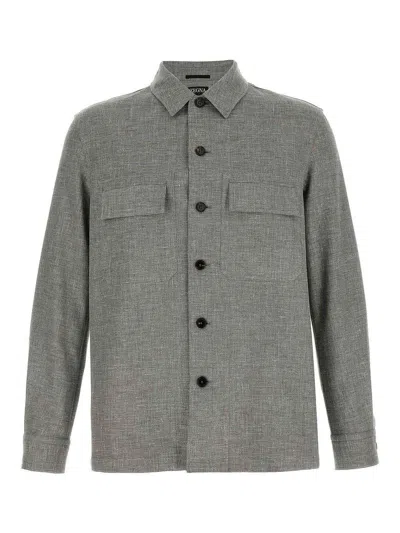 Zegna Crossover Overshirt Jacket Chest Pockets In Beige
