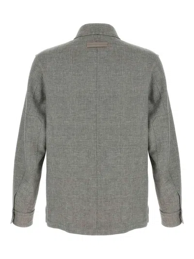 Zegna Crossover Overshirt Jacket Chest Pockets In Beige