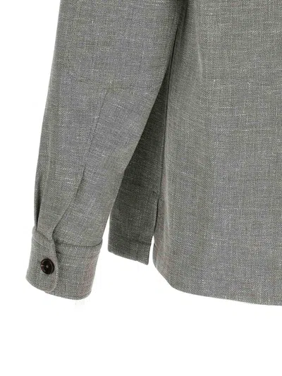 Zegna Crossover Overshirt Jacket Chest Pockets In Beige