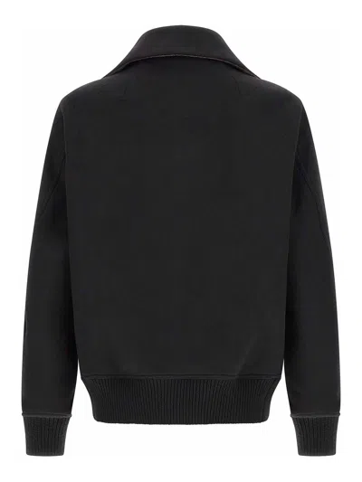 Rick Owens Black Rain Bomber Jacket With High Neck And Functional Pockets In Black