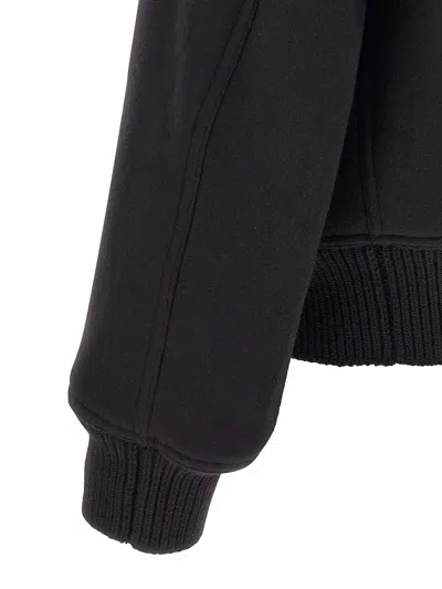 Rick Owens Black Rain Bomber Jacket With High Neck And Functional Pockets In Black
