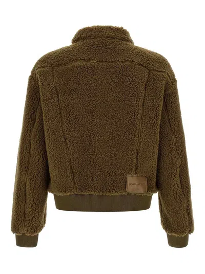 Dsquared2 Teddy Oversized Jean Jacket In Brown