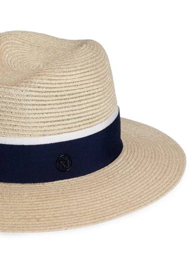 Shop Maison Michel 'henrietta' Ribbon Band Hemp Straw Fedora Hat