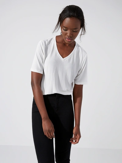 Shop Frank + Oak Fluid V-neck Tee In Bright White