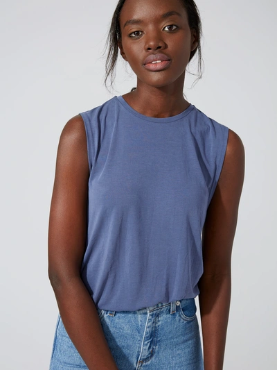 Shop Frank + Oak Scoopneck Muscle Tank In Vintage Indigo