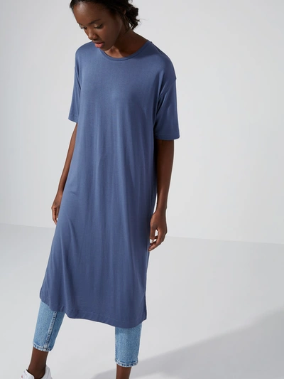 Shop Frank + Oak Fluid Tencel T-shirt Dress In Vintage Indigo