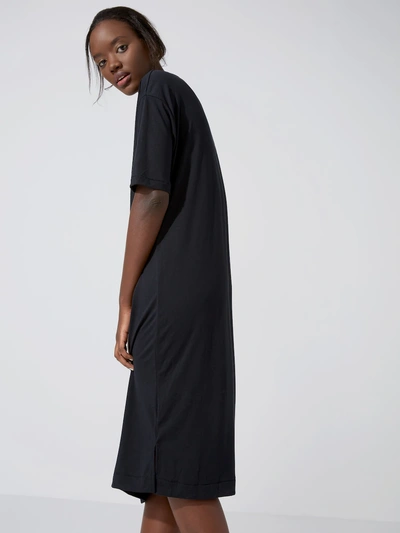 Shop Frank + Oak Fluid Tencel T-shirt Dress In Wash True Black