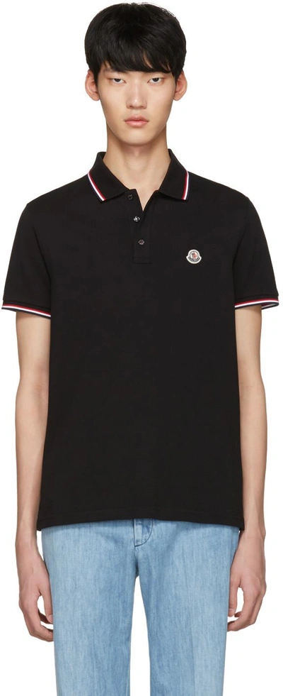 Shop Moncler Black Maglia Polo