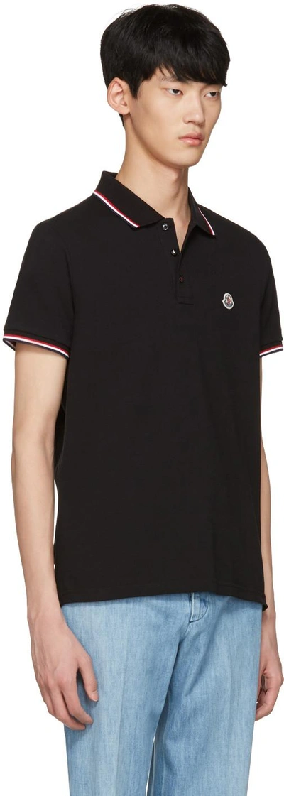 Shop Moncler Black Maglia Polo