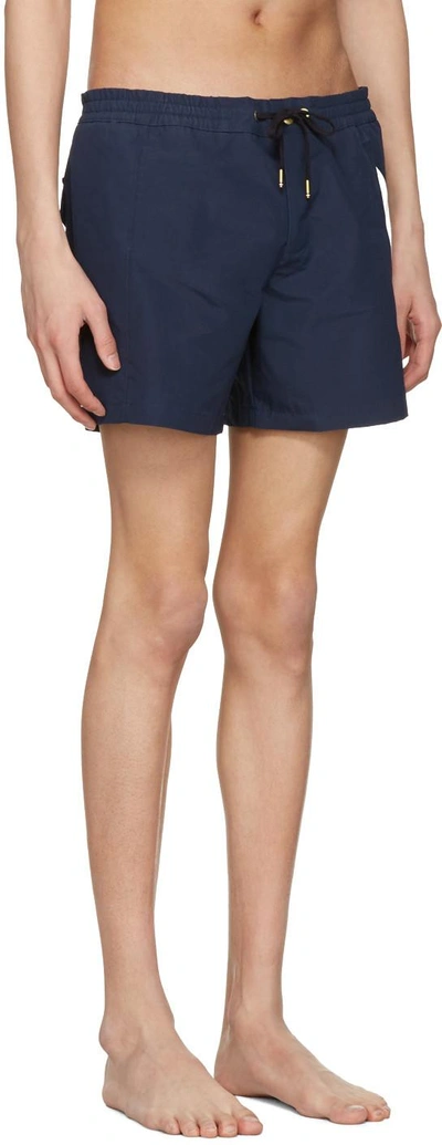 Shop Moncler Navy Contrast Swim Shorts