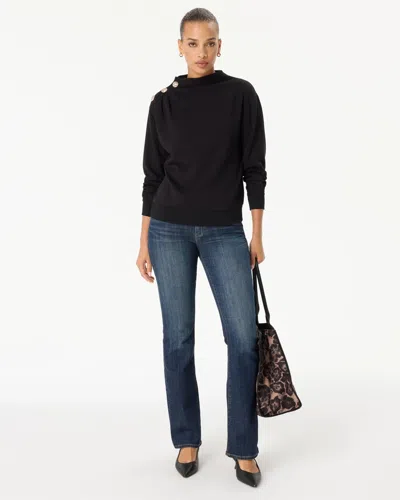 White House Black Market Button Shoulder Pullover Sweater In Black