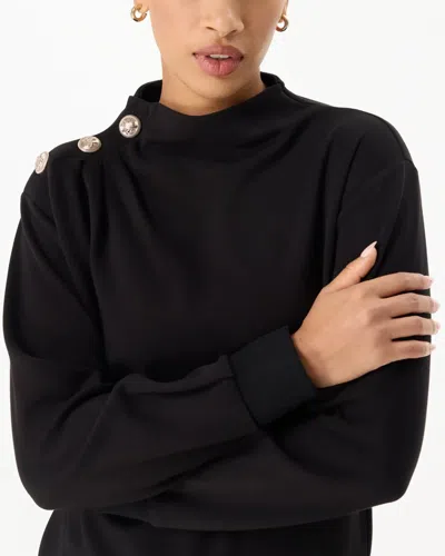 White House Black Market Button Shoulder Pullover Sweater In Black
